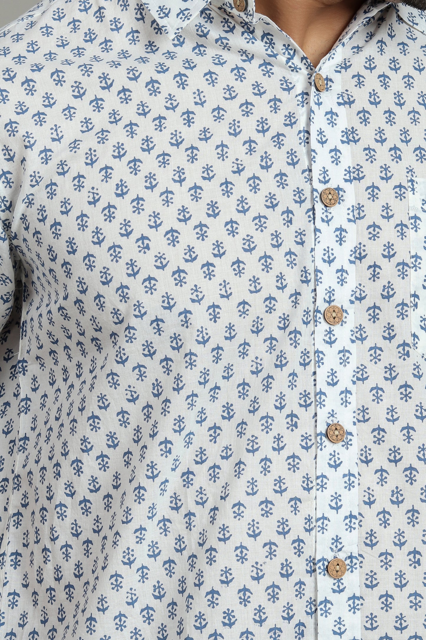 COTTON BLOCK PRINTED HALF SLEEVE SHIRT