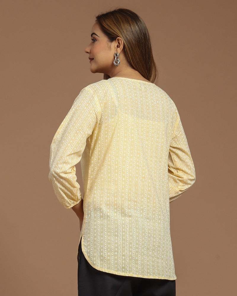 Block Printed Cotton Short Kurti