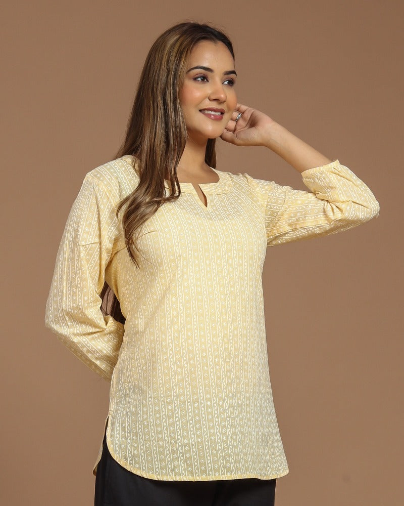 Block Printed Cotton Short Kurti