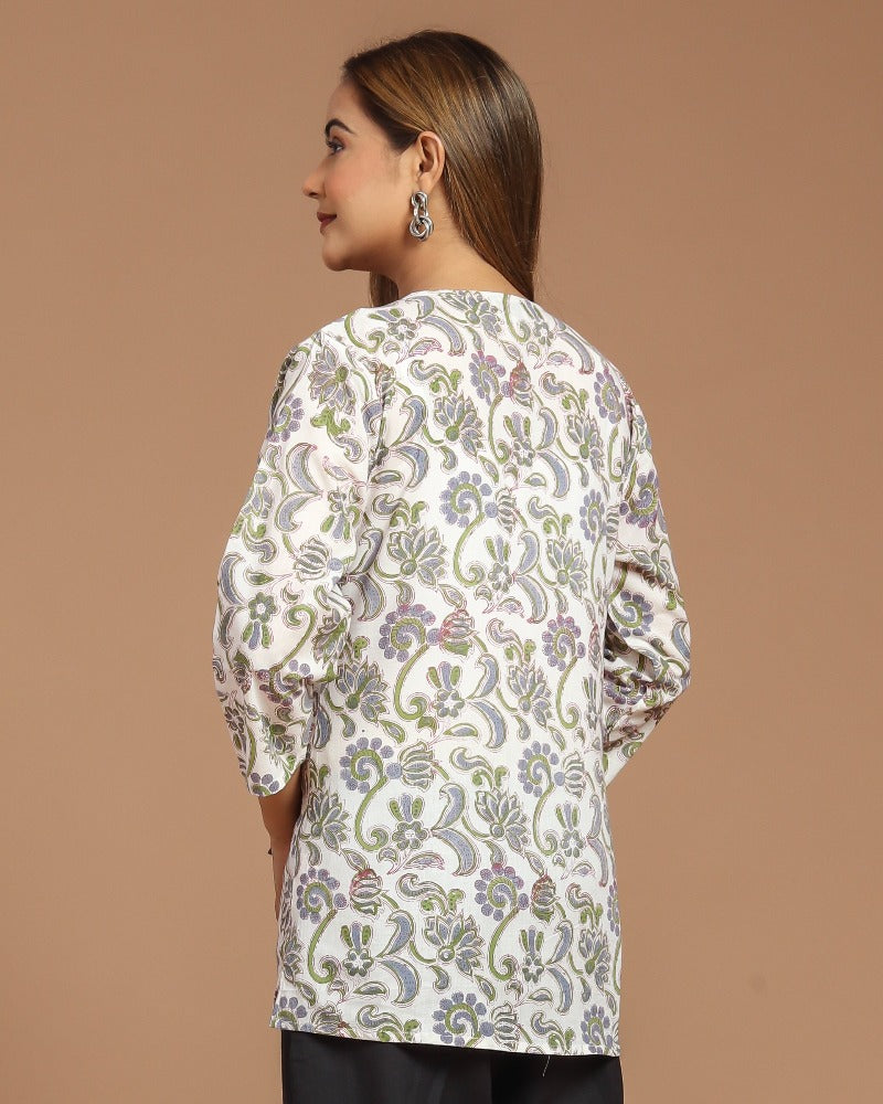 Block Printed Cotton Short Top