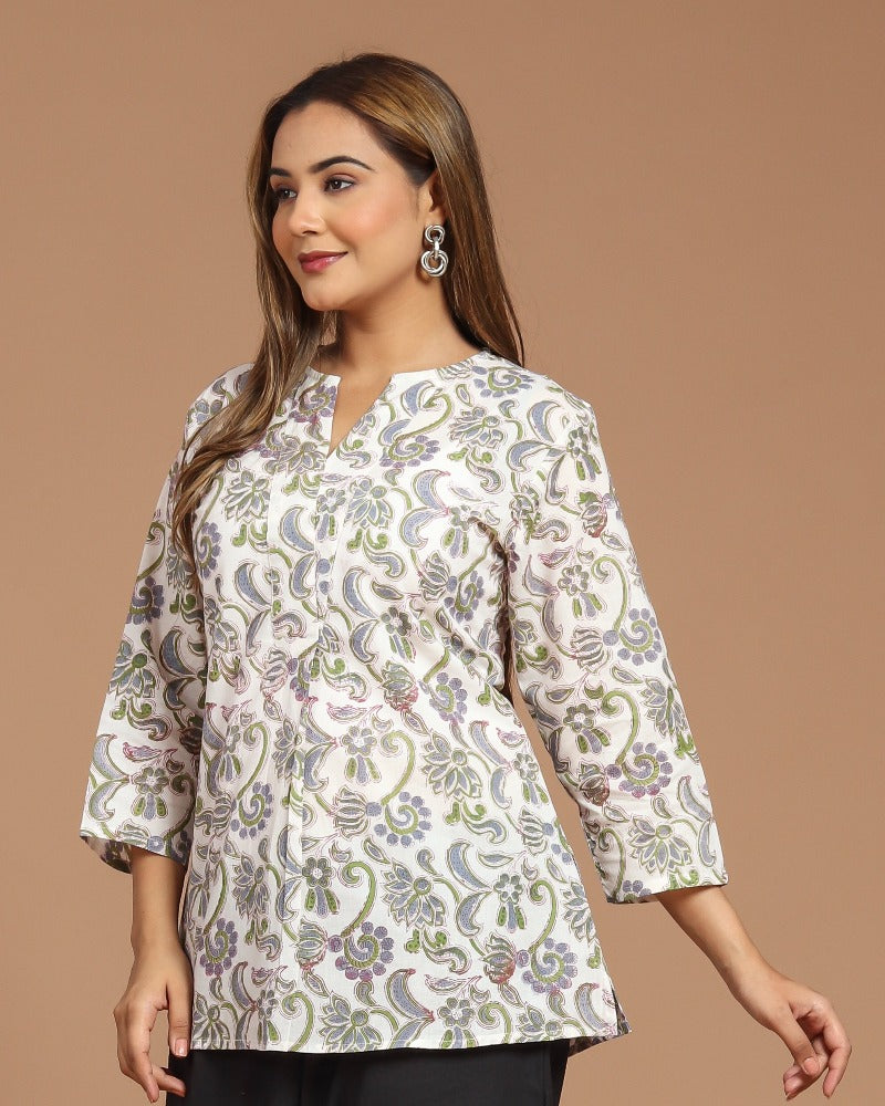 Block Printed Cotton Short Top