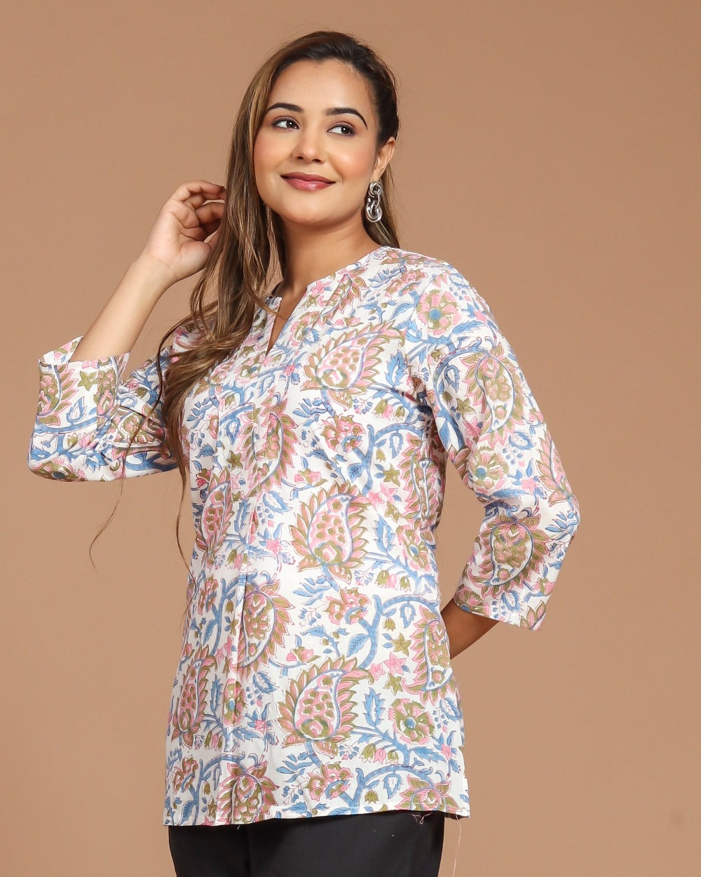 Block Printed Cotton Short Top