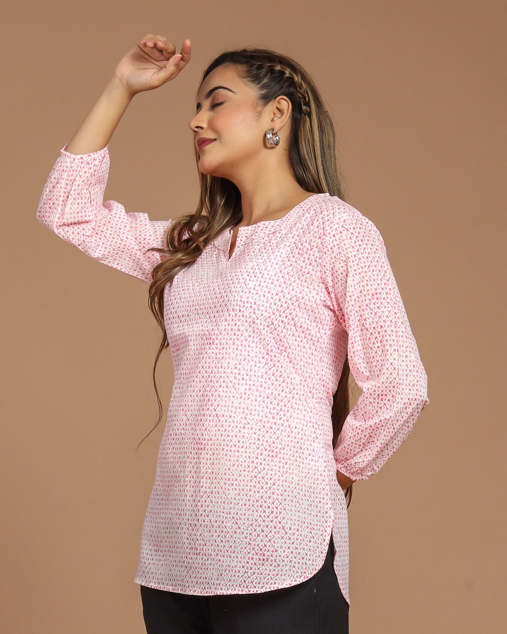 Block Printed Cotton Short Kurti
