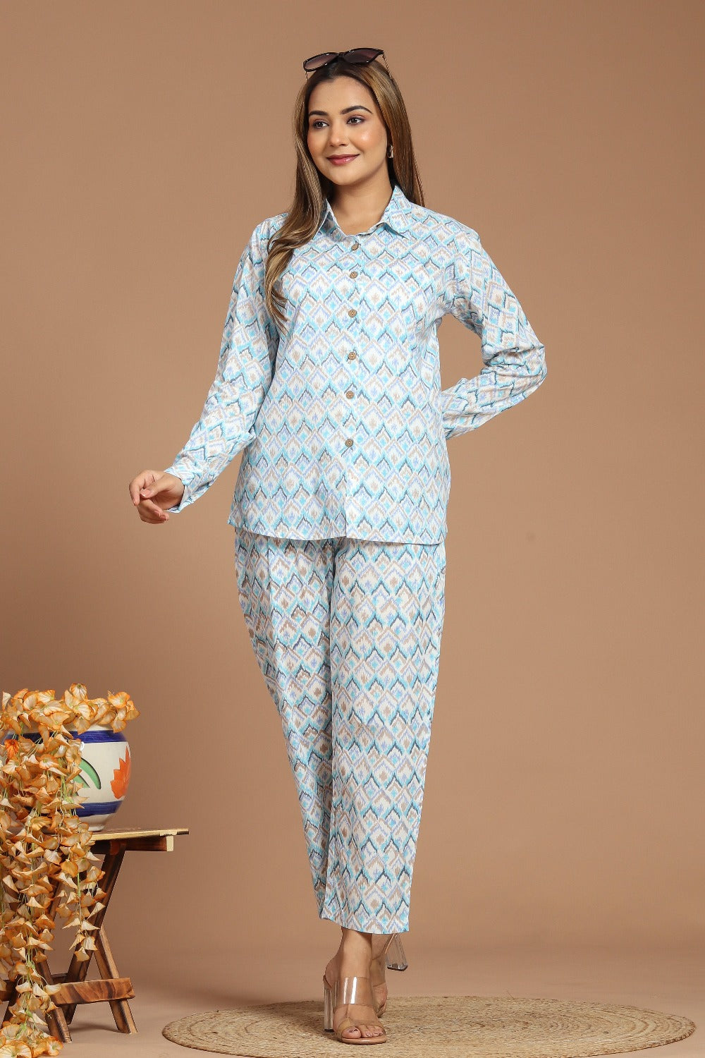 'Most Loved' Blue Ikkat Printed Co-Ord Set