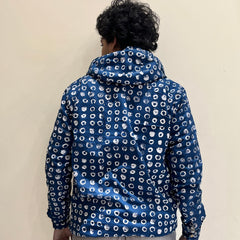 Blue Printed Printed Hoodie