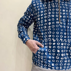 Blue Printed Printed Hoodie