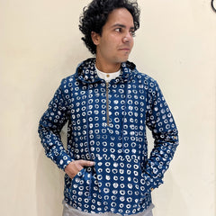 Blue Printed Printed Hoodie