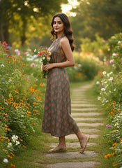 Olive Mirage Satin Dress