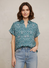 Teal Paisley Cotton Top