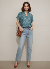 Teal Paisley Cotton Top
