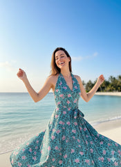Tropical Breeze Halter Dress