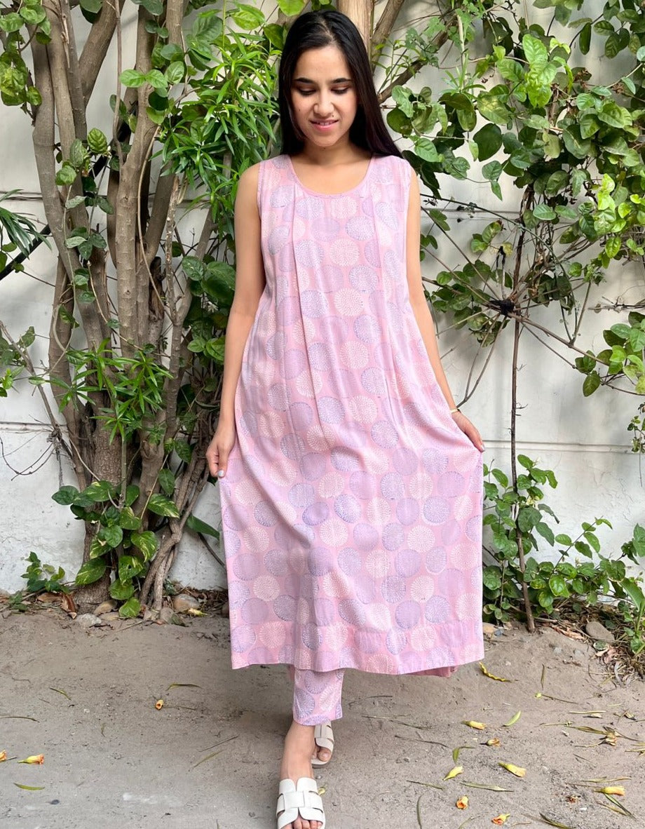 Pink Hues Printed Modal Kurta With Pant