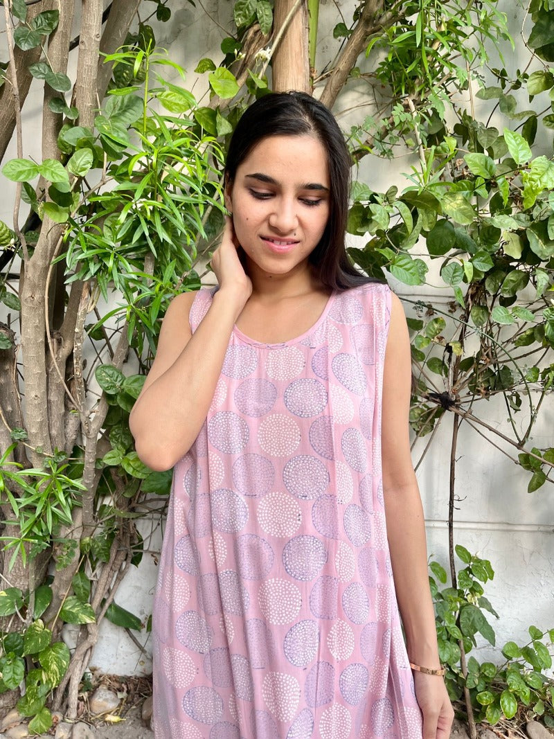 Pink Hues Printed Modal Kurta With Pant