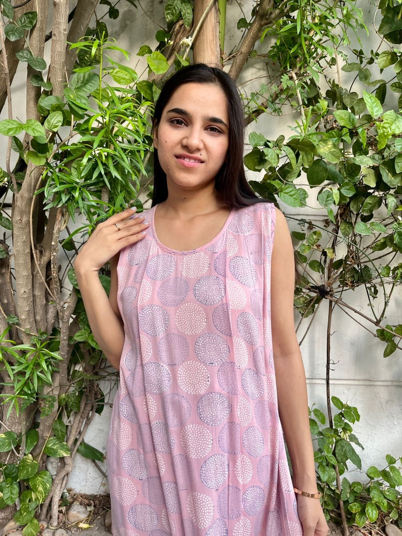 Pink Hues Printed Modal Kurta With Pant