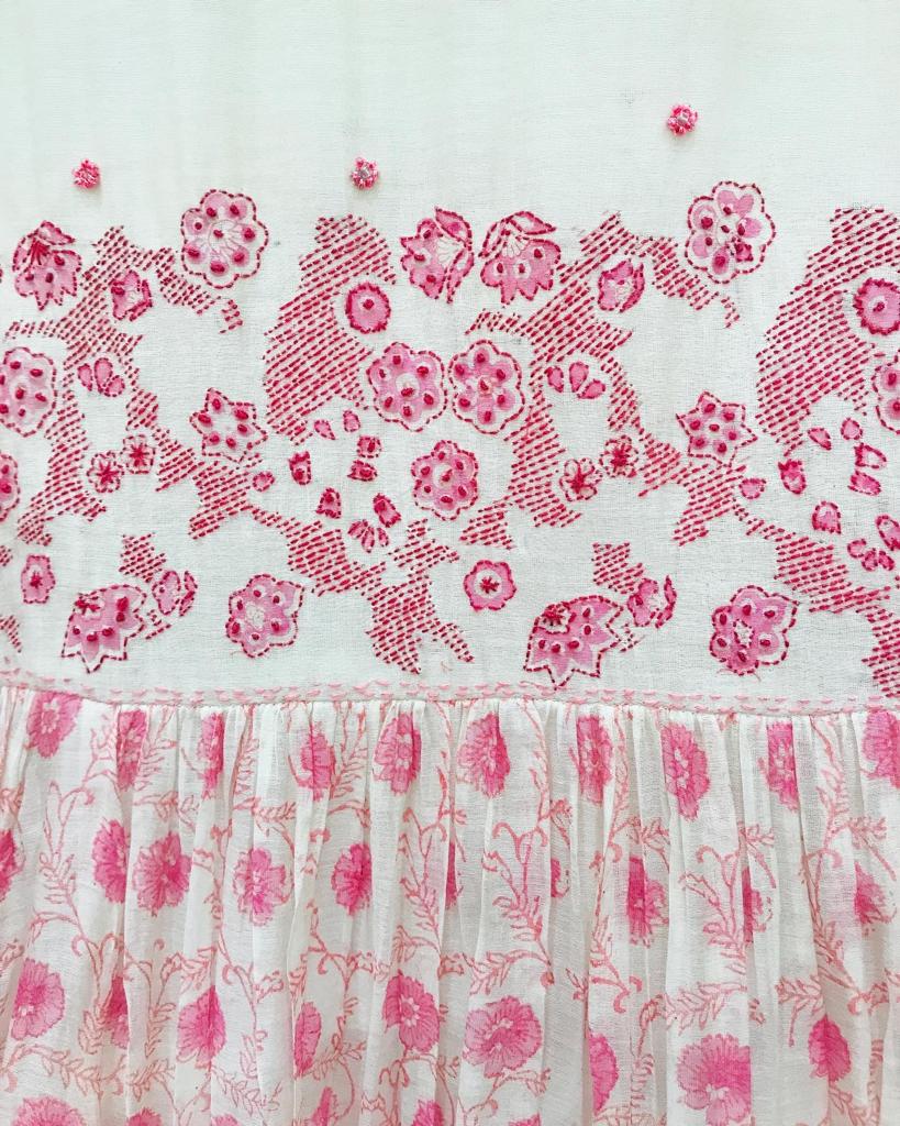 'Chanderi Silk' Pink Bloom Printed Dress - Limited Edition