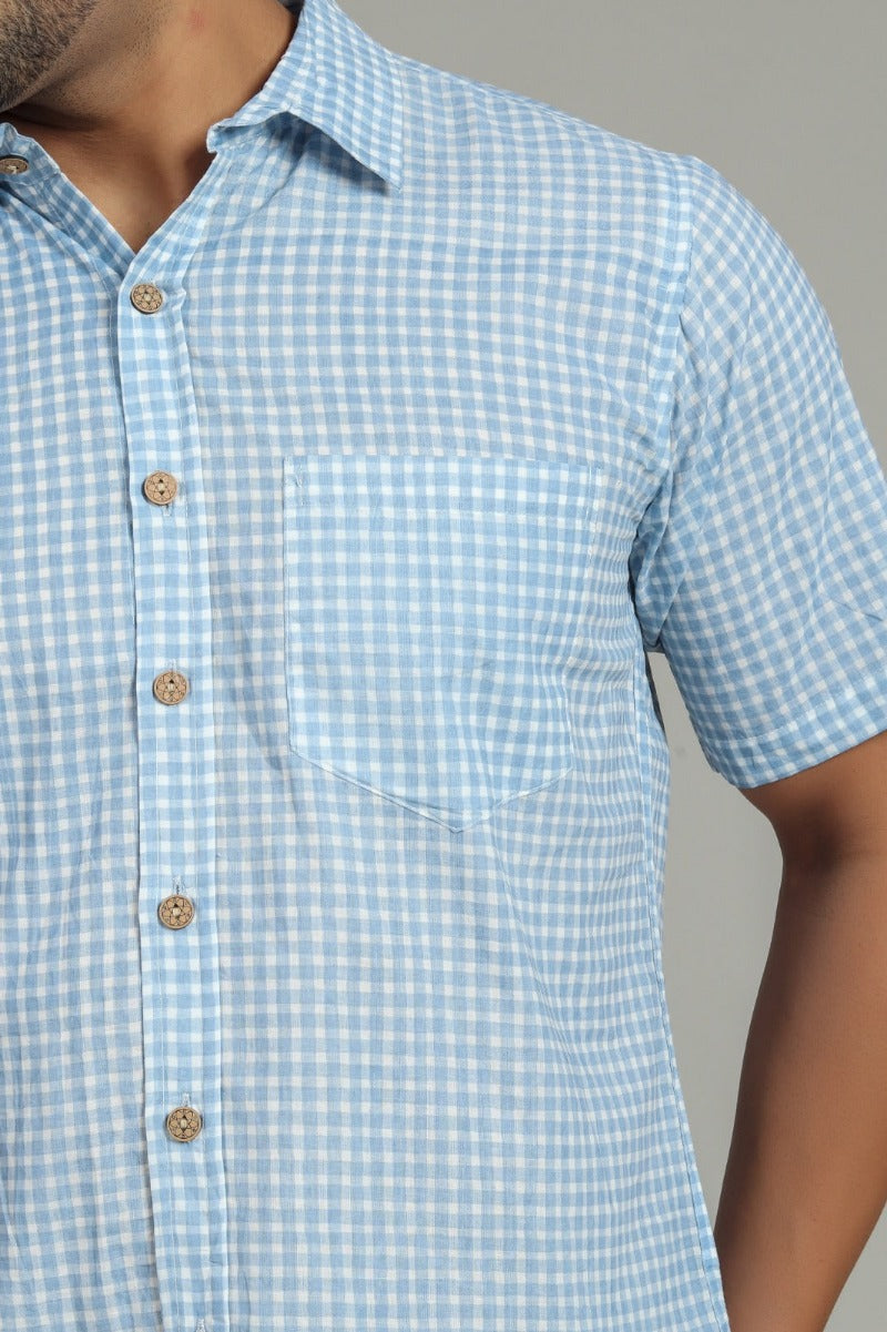 COTTON BLOCK PRINTED HALF SLEEVE SHIRT