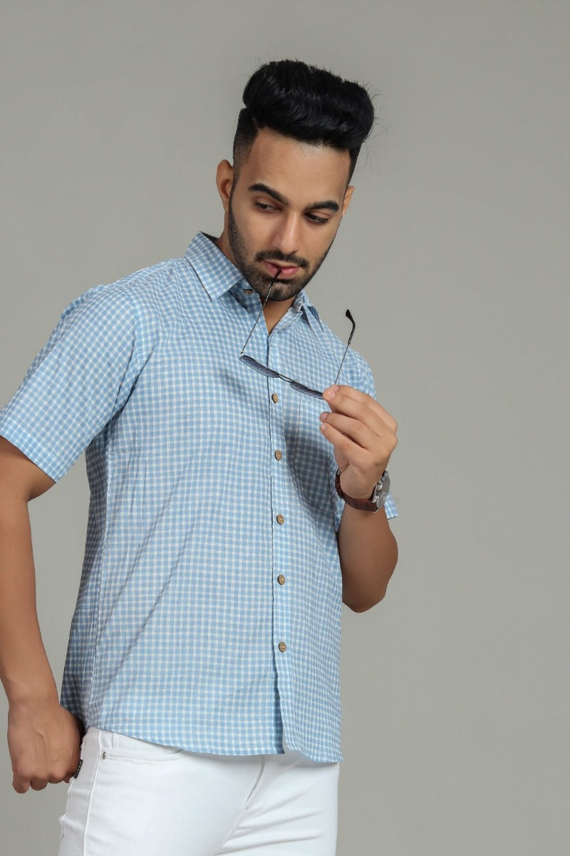COTTON BLOCK PRINTED HALF SLEEVE SHIRT