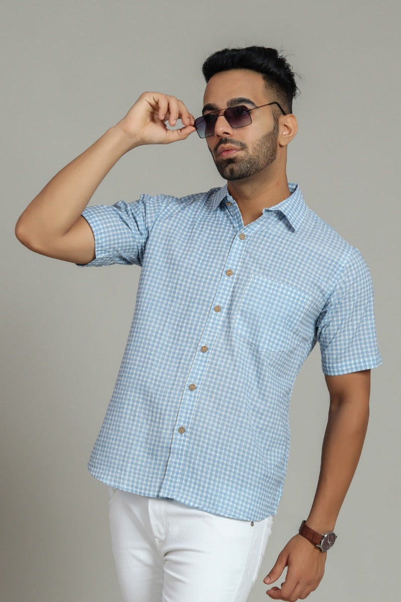 COTTON BLOCK PRINTED HALF SLEEVE SHIRT