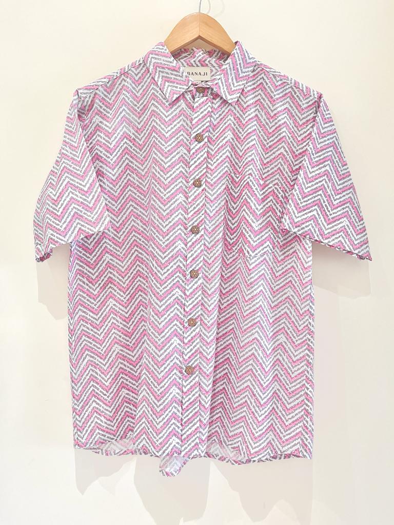 COTTON BLOCK PRINTED HALF SLEEVE SHIRT