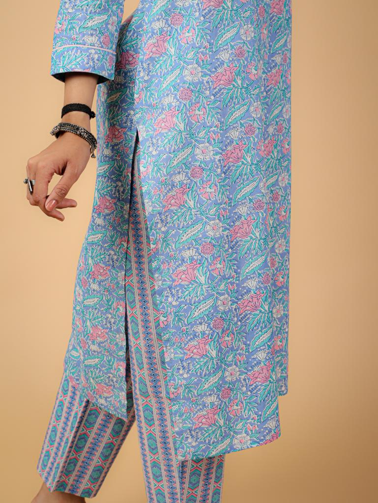Cotton Printed Kurta Pant Set With Dupatta