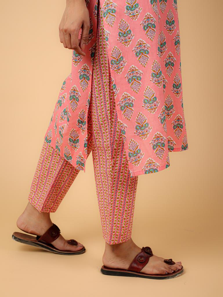 Cotton Printed Kurta Pant Set With Dupatta