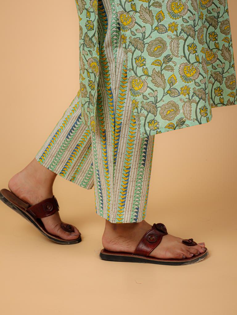 Cotton Printed Kurta Pant Set With Dupatta