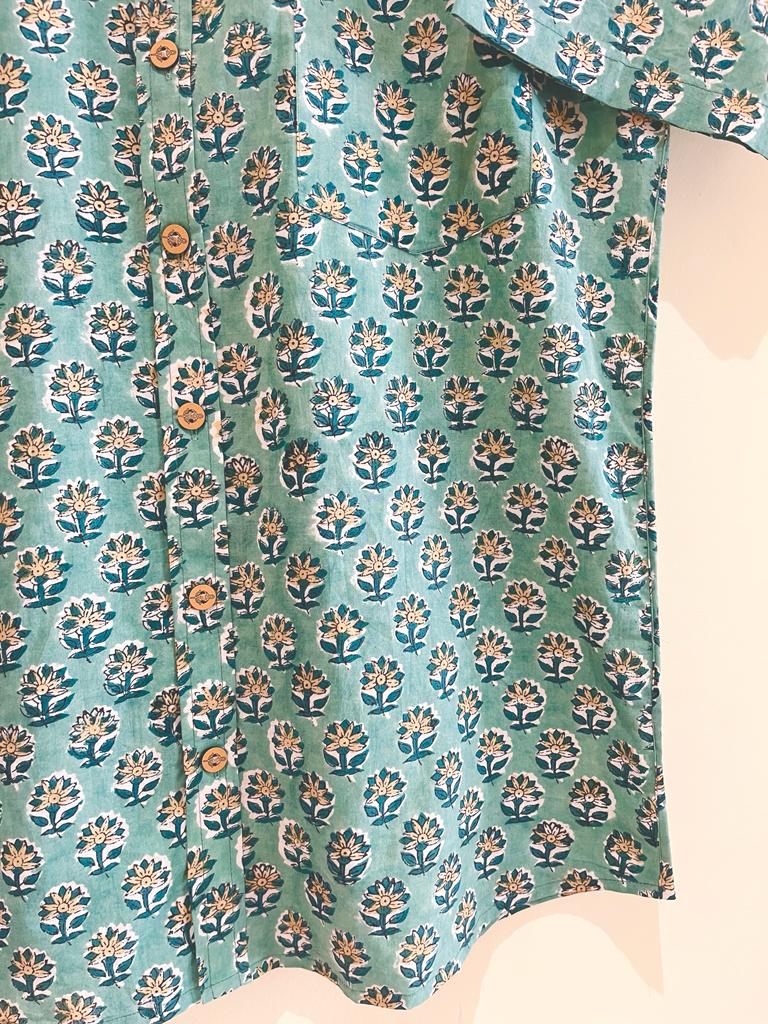 COTTON BLOCK PRINTED HALF SLEEVE SHIRT