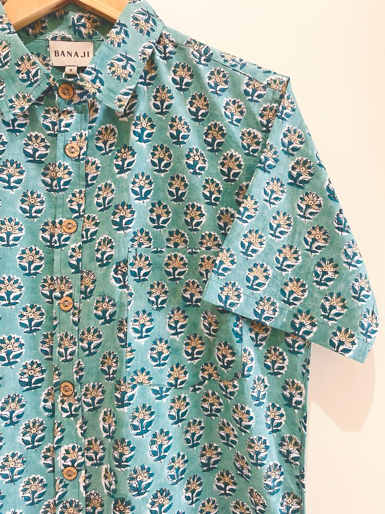 COTTON BLOCK PRINTED HALF SLEEVE SHIRT