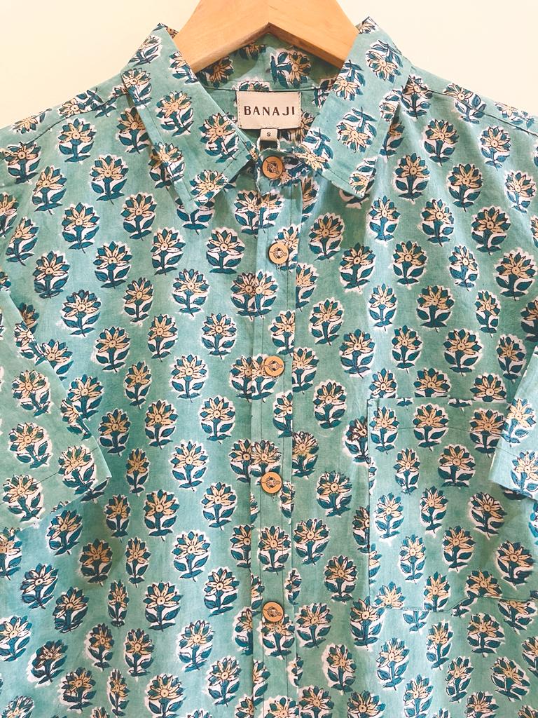 COTTON BLOCK PRINTED HALF SLEEVE SHIRT