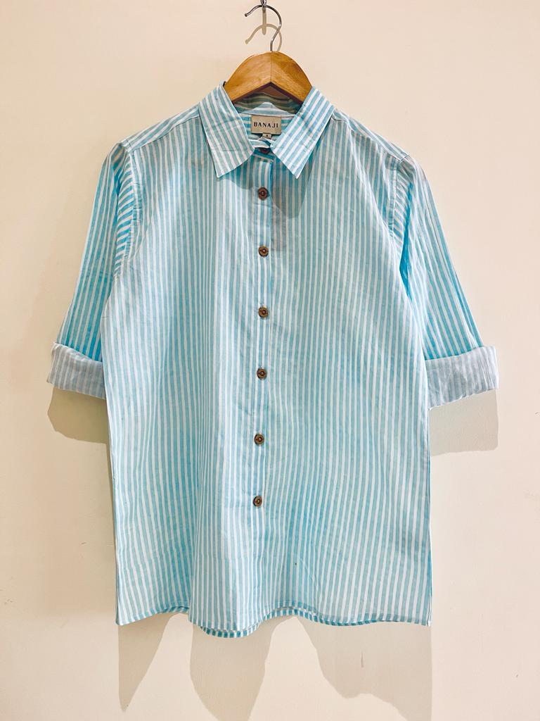 Baby Blue Stripe Printed Co-Ord Set