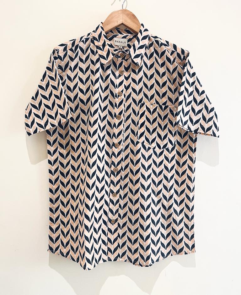 COTTON BLOCK PRINTED HALF SLEEVE SHIRT