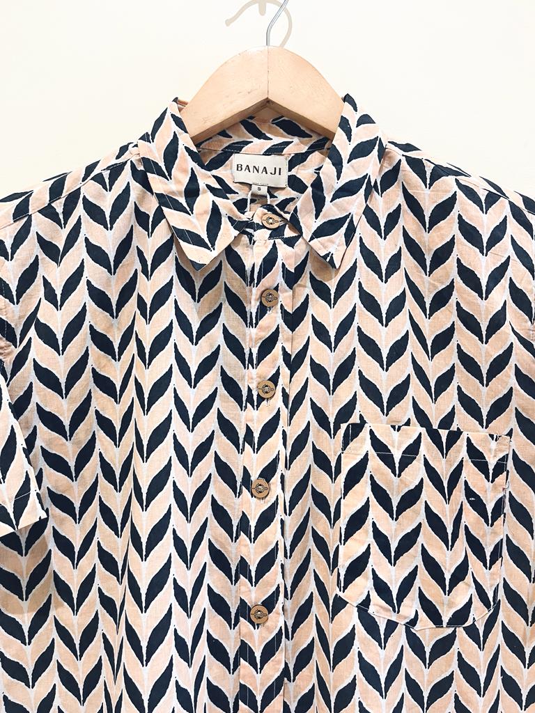 COTTON BLOCK PRINTED HALF SLEEVE SHIRT