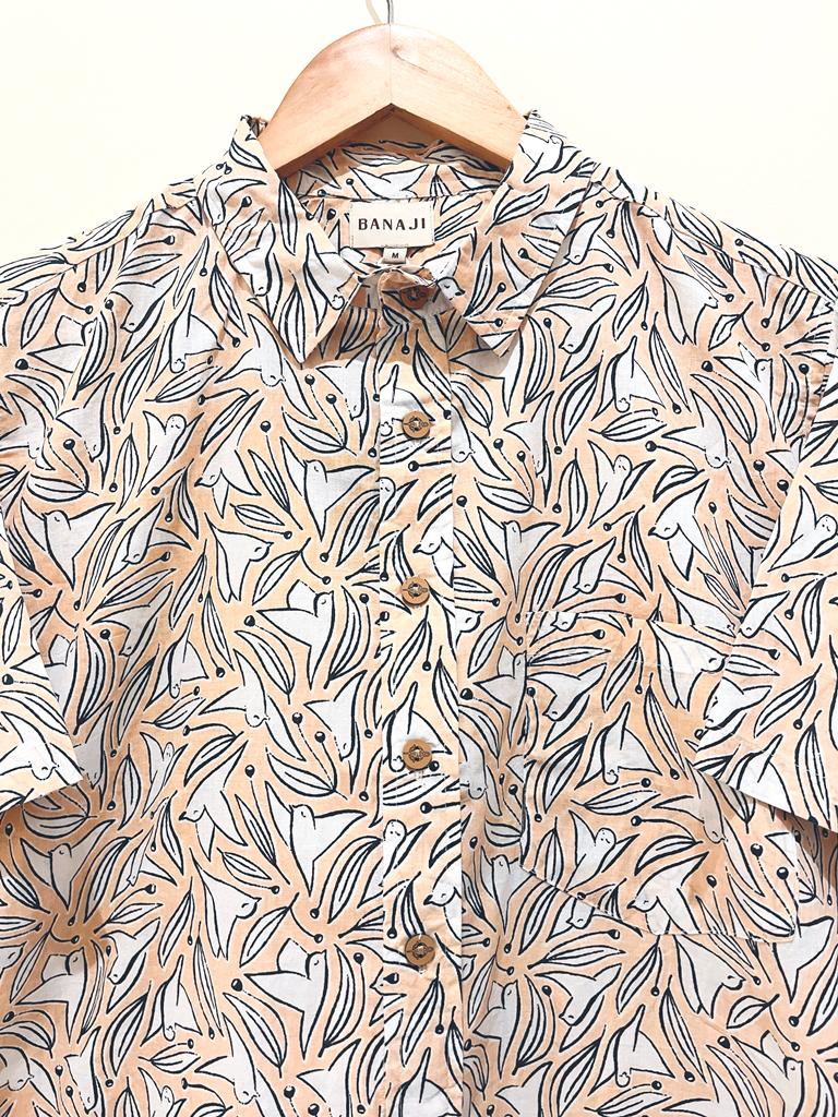 COTTON BLOCK PRINTED HALF SLEEVE SHIRT
