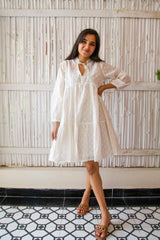 Snow White Cotton Dobby Dress