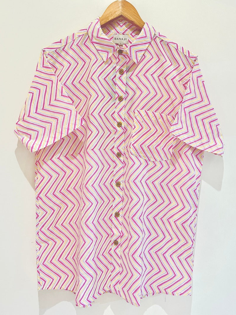 COTTON BLOCK PRINTED HALF SLEEVE SHIRT