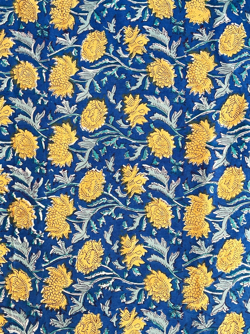 Misty Blue Block Printed Bedsheet Set