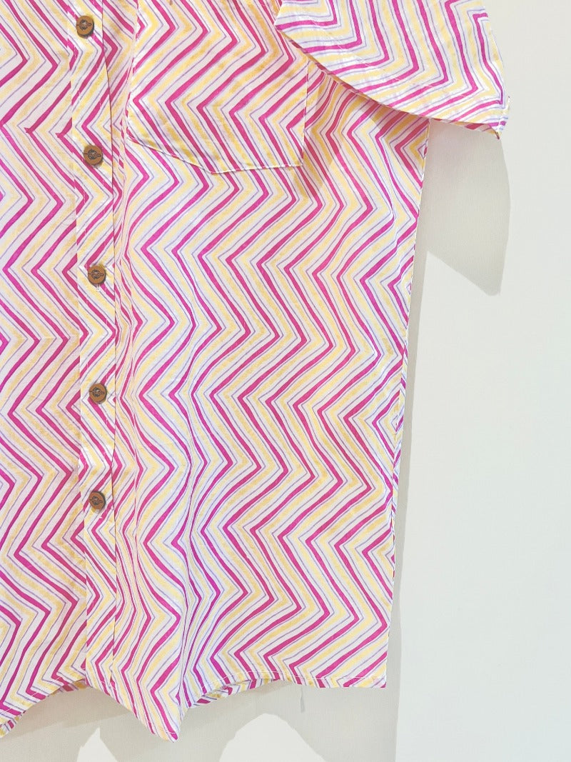 COTTON BLOCK PRINTED HALF SLEEVE SHIRT
