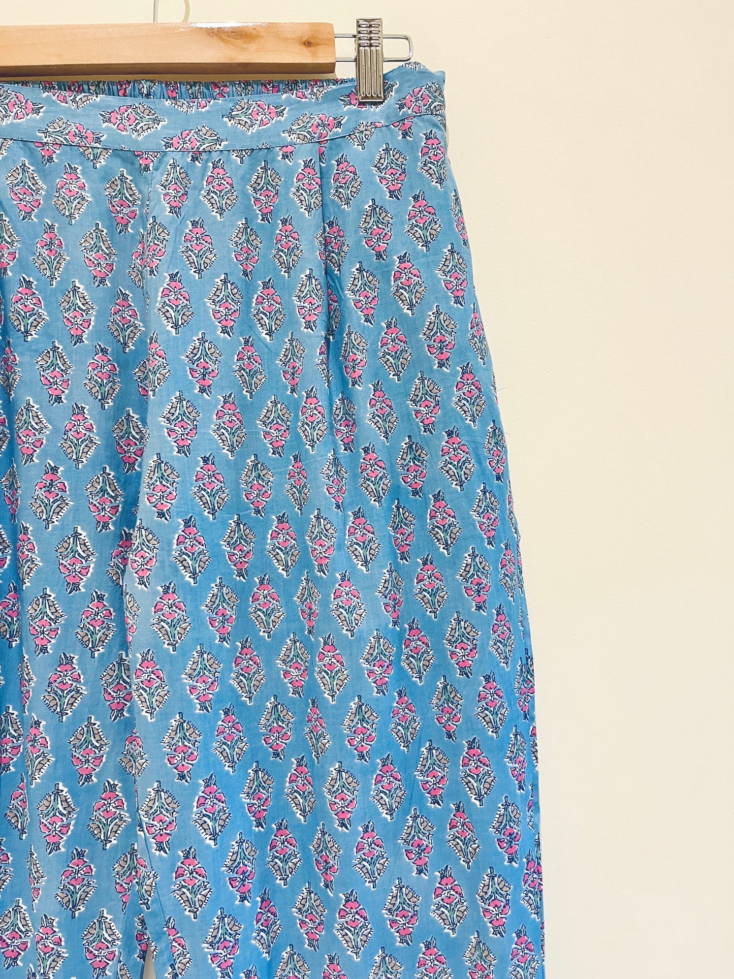 Blue Printed Cotton Pants