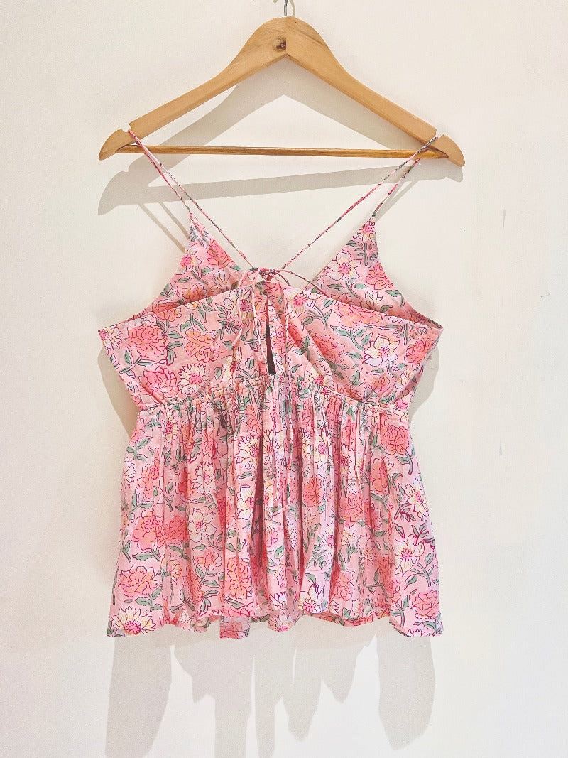 Peachy Rose Block Printed Cotton Cami Top