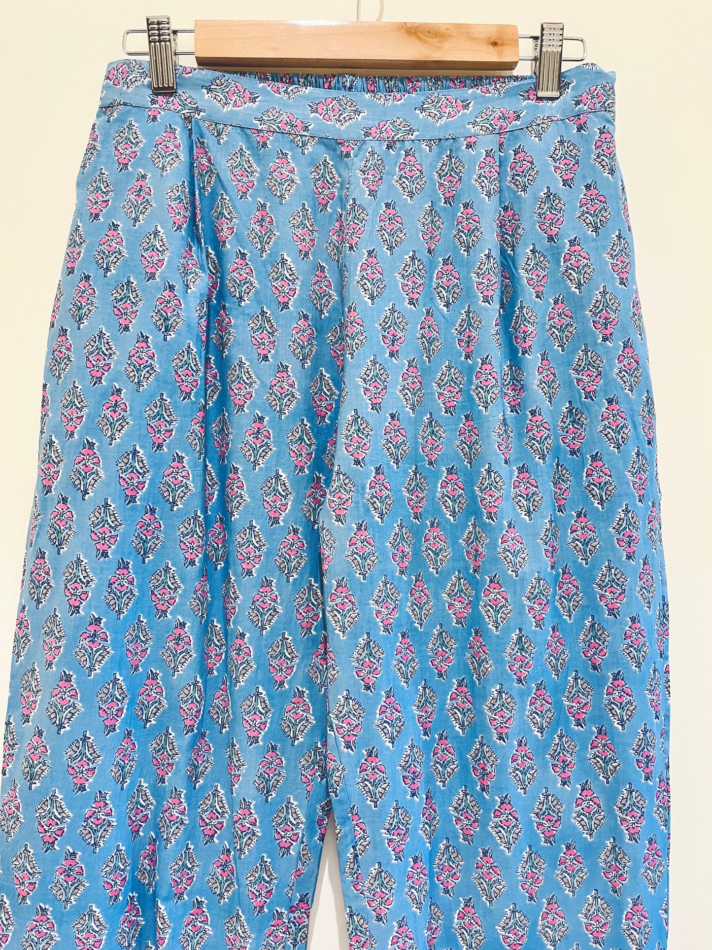 Blue Printed Cotton Pants