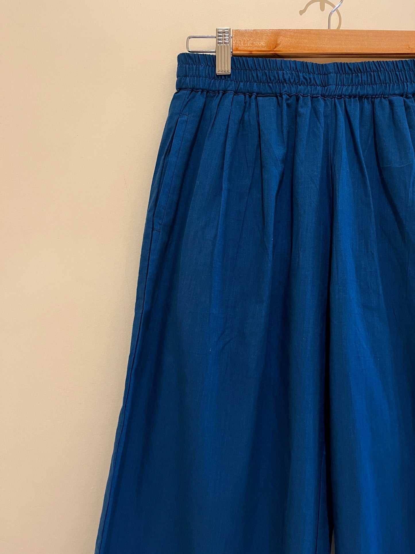 Navy Wide Leg Cotton Pants