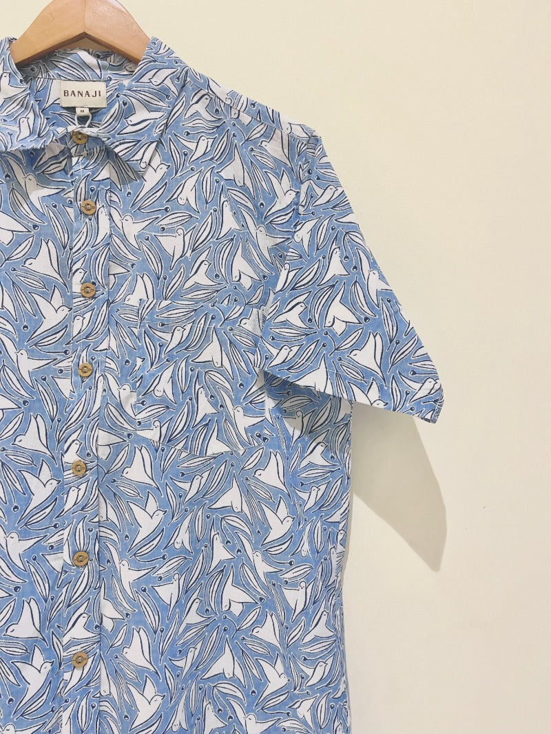 COTTON BLOCK PRINTED HALF SLEEVE SHIRT