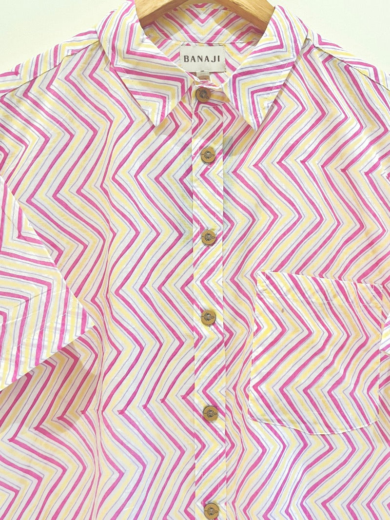 COTTON BLOCK PRINTED HALF SLEEVE SHIRT