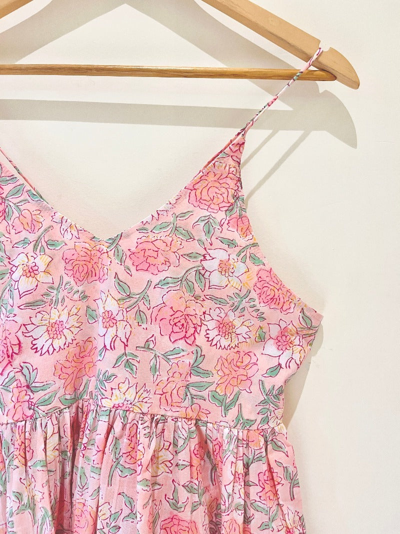Peachy Rose Block Printed Cotton Cami Top