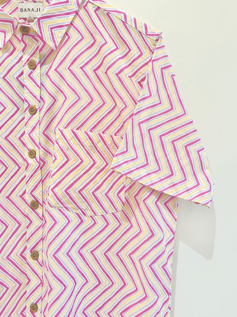 COTTON BLOCK PRINTED HALF SLEEVE SHIRT