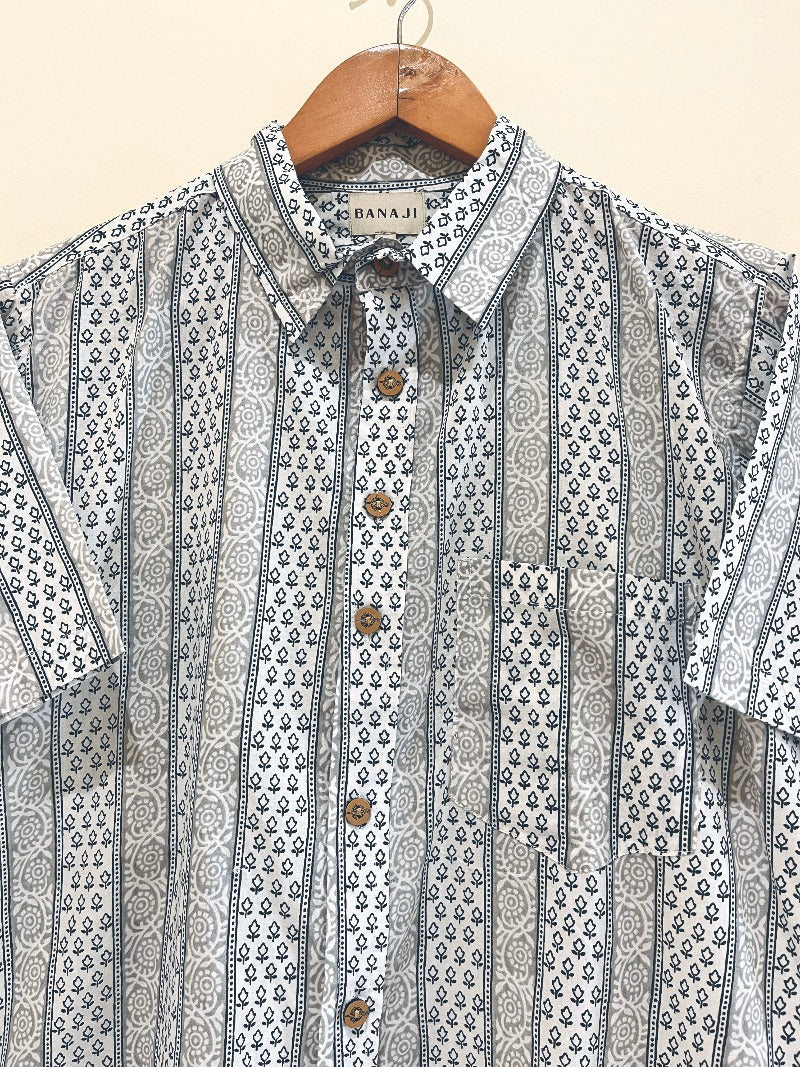 COTTON BLOCK PRINTED HALF SLEEVE SHIRT