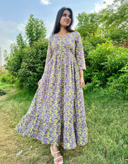 Purple Lotus Printed Dress