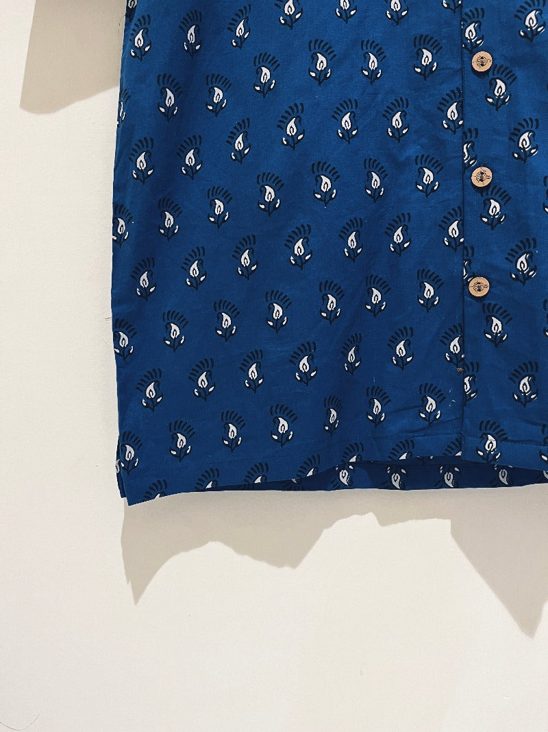COTTON BLOCK PRINTED HALF SLEEVE SHIRT