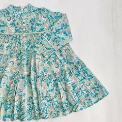 Teal Printed Girls Dress (0-8 Yrs)