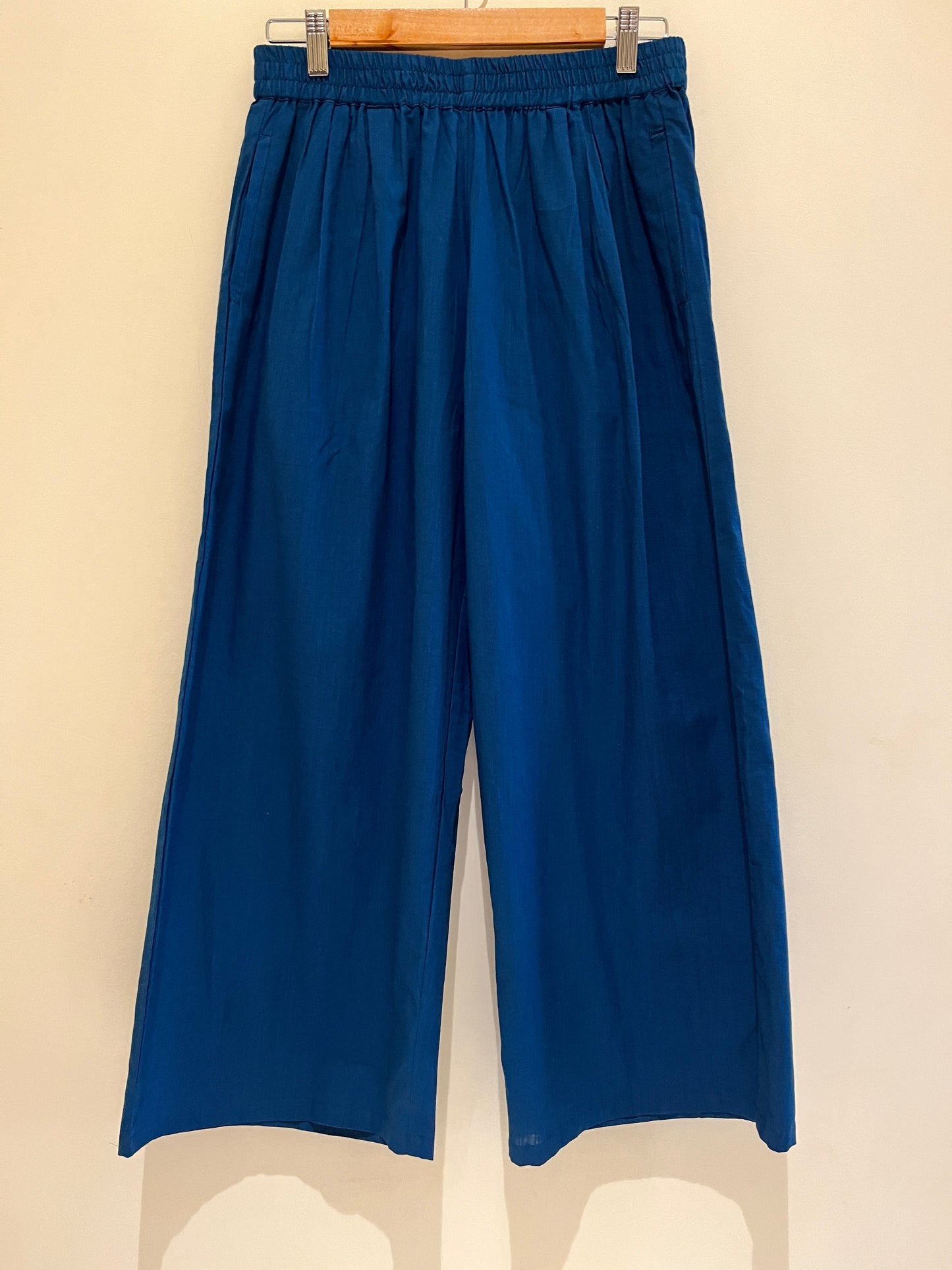 Navy Wide Leg Cotton Pants